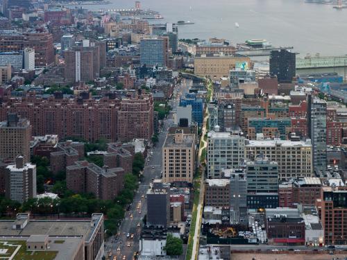 Aerial view of The High Line at night